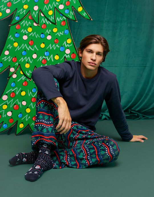 Comprar Online Pijama Polar De Natal, Homem, Azul Escuro