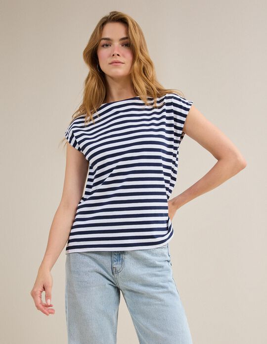 Comprar Online T-shirt Riscas, Mulher, Azul Escuro