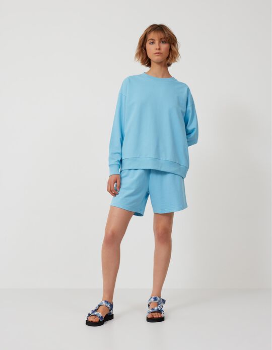 Fleece Shorts, Women, Light Blue