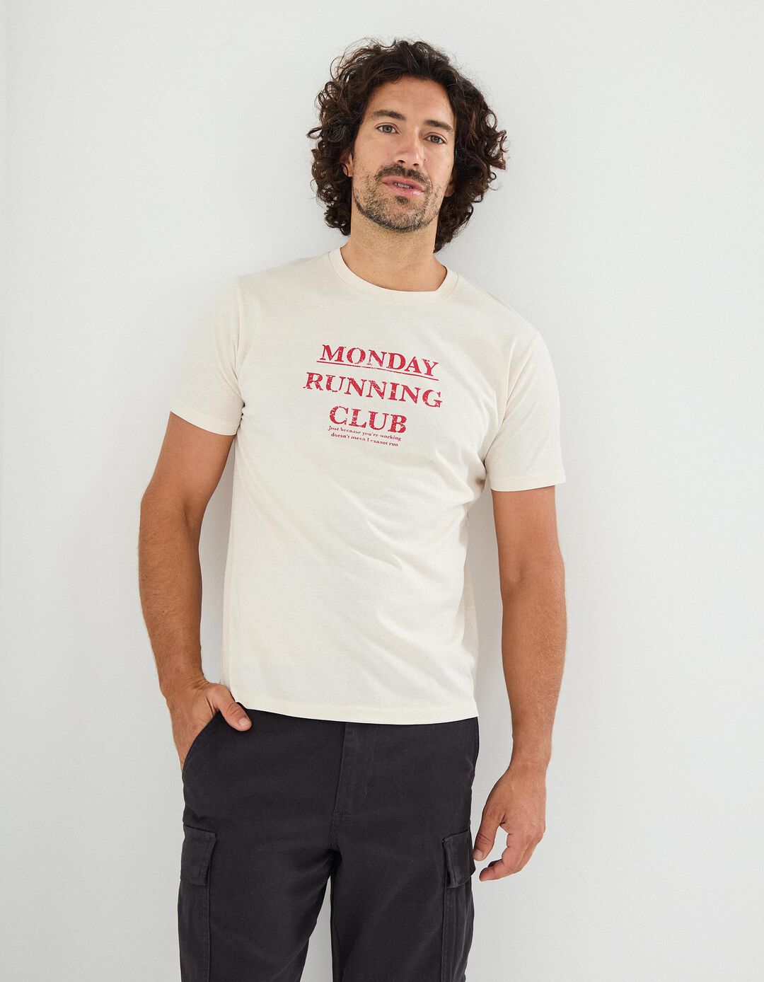 T-shirt Print, Homem, Bege Claro