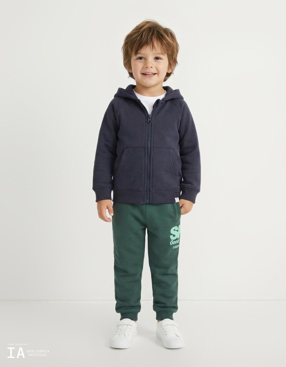 Cal&ccedil;as Jogging, Menino, Verde Escuro