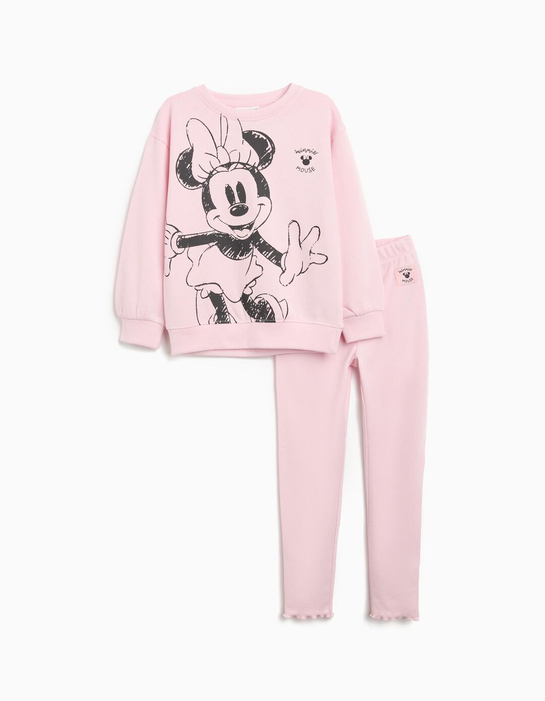 Conjunto Sweatshirt e Leggings 'Minnie' ©Disney, Menina, Rosa Claro