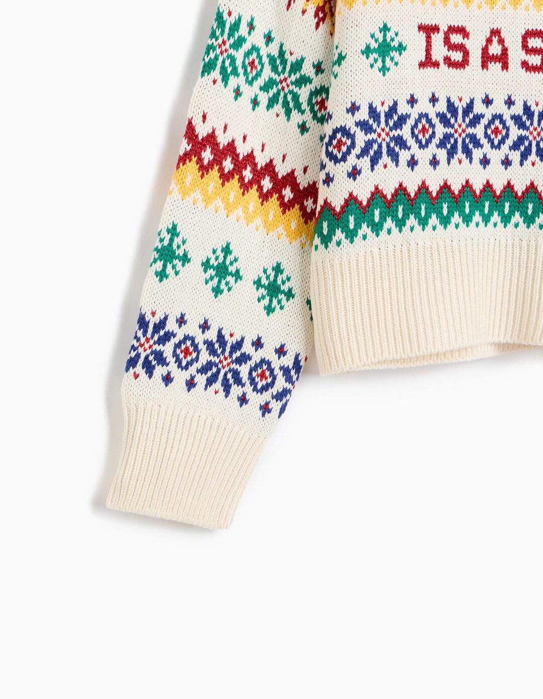 Camisola De Malha De Natal, Menina, Cru