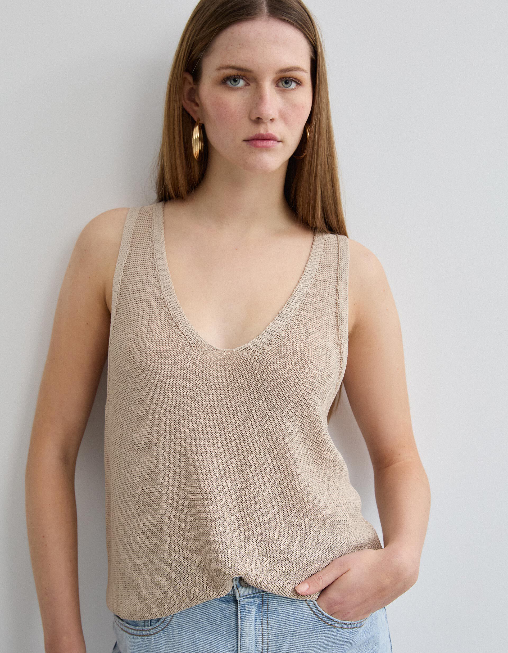 Comprar Online Top Malha, Mulher, Bege Claro