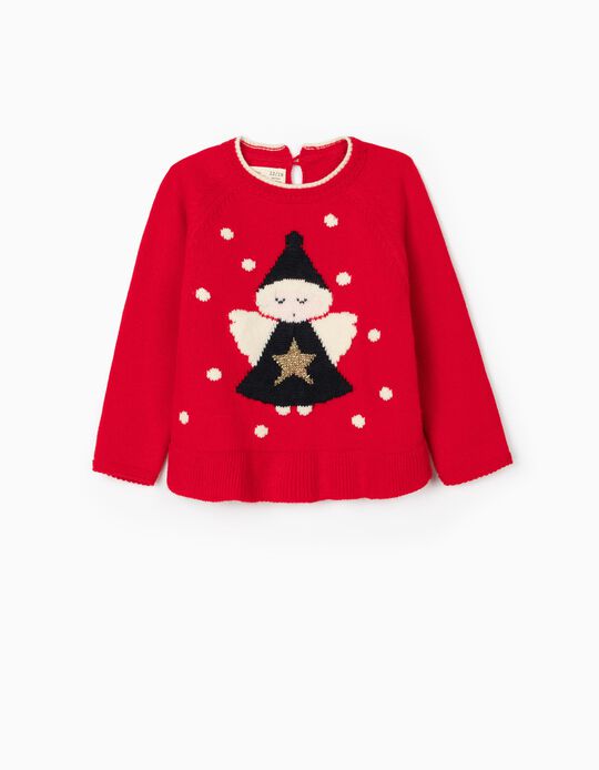 Jumper for Baby Girls 'X-Mas Angel', Red