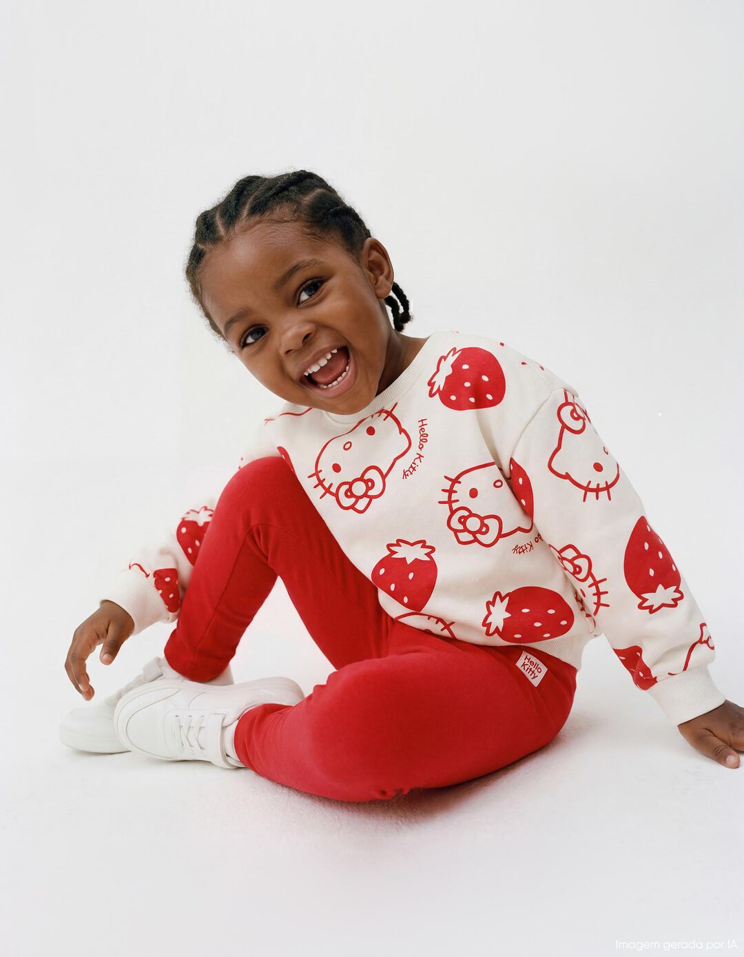 Conjunto Sweatshirt e Leggings 'Hello Kitty', Menina, Vermelho