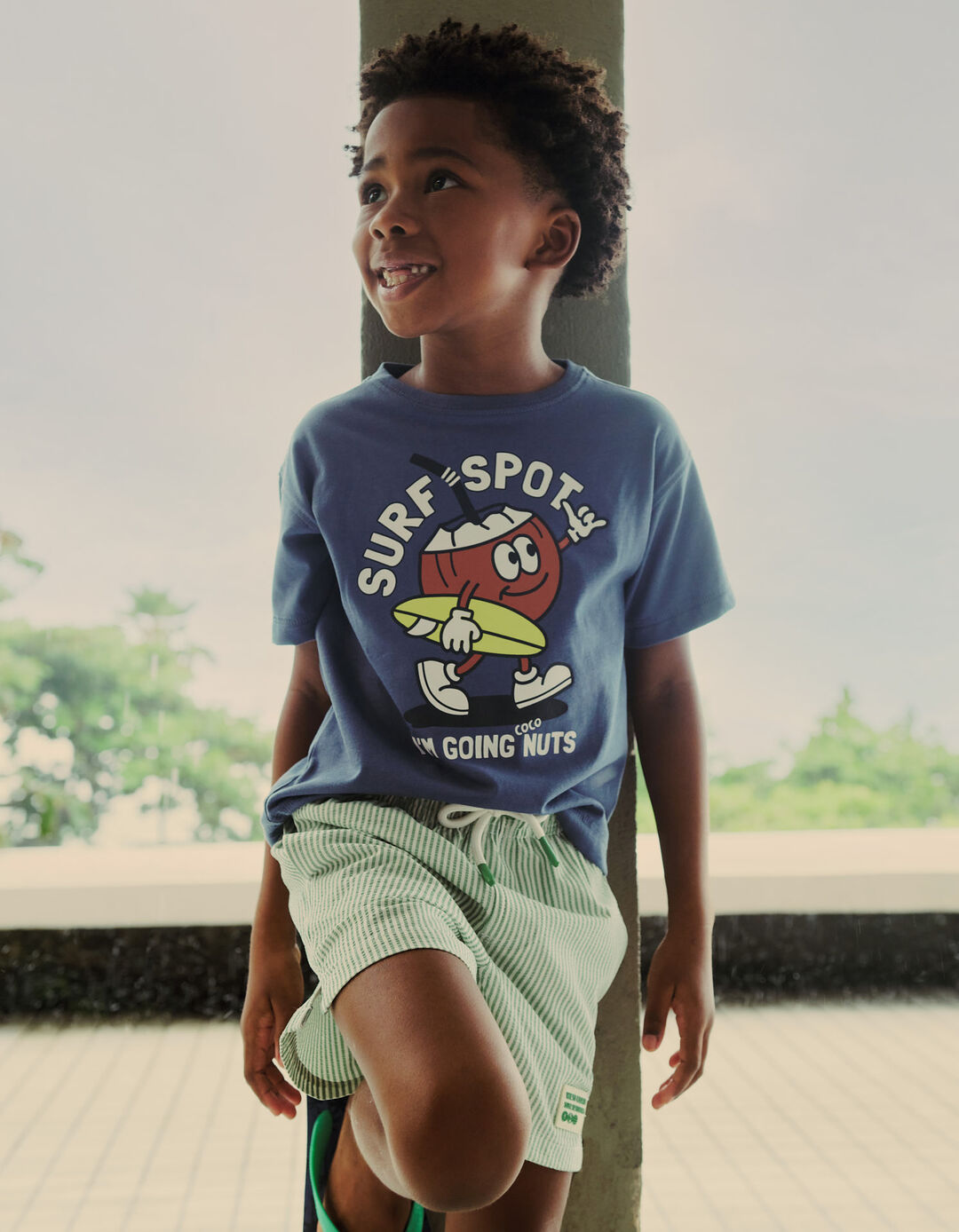 T-shirt Estampada, Menino, Azul