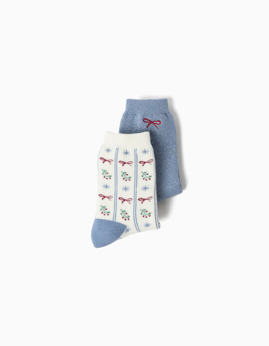 Comprar Online Pack 2 Pares De Meias Natal, Menina, Azul Claro