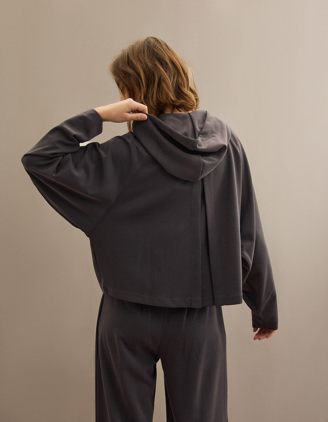 Casaco com Capuz, Mulher, Cinzento