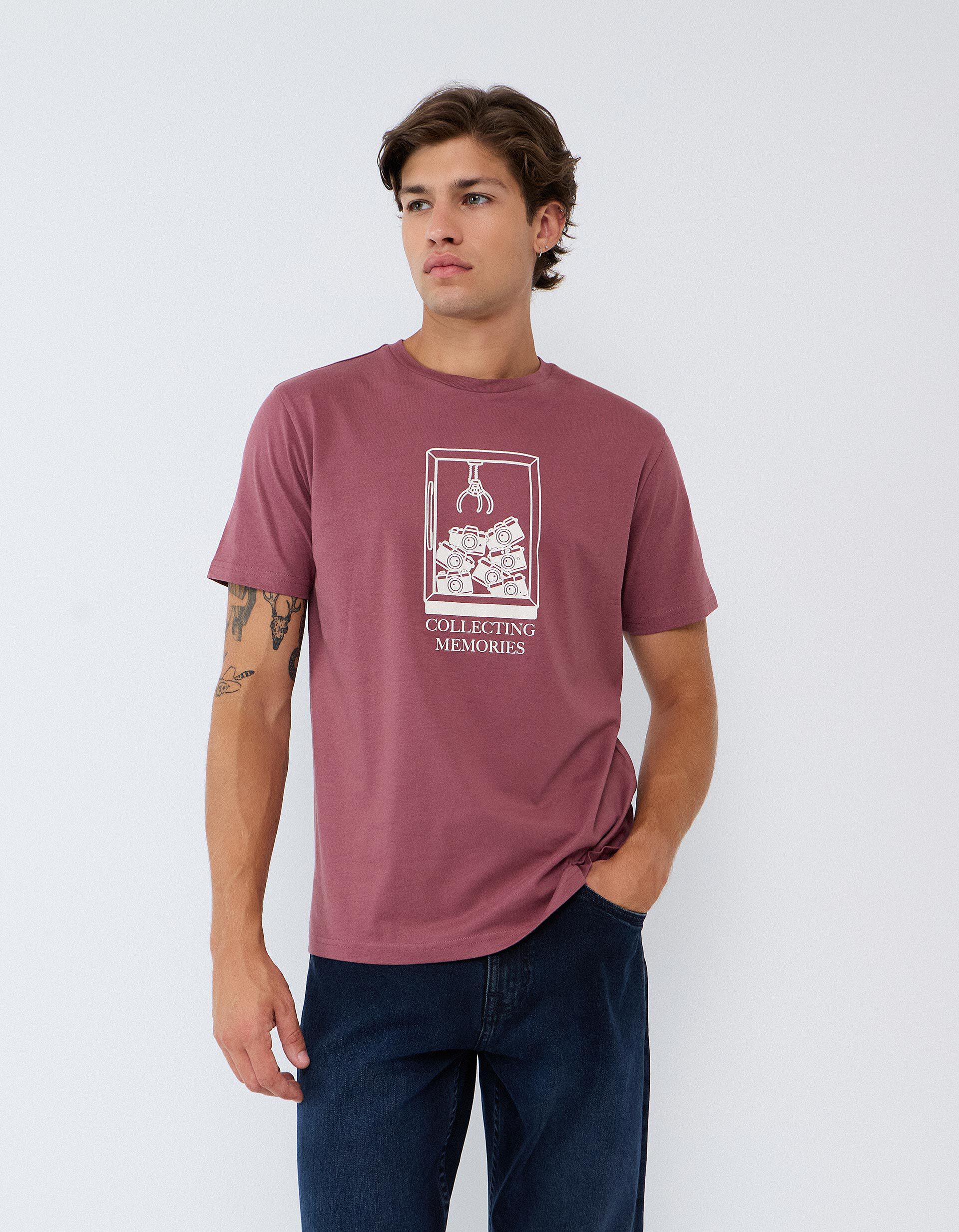 Comprar Online T-shirt Jersey Estampada, Homem, Rosa Escuro