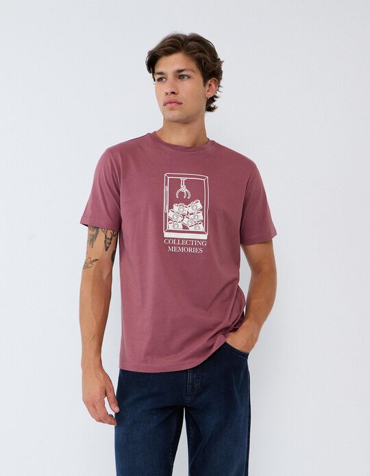 Comprar Online T-shirt Jersey Estampada, Homem, Rosa Escuro