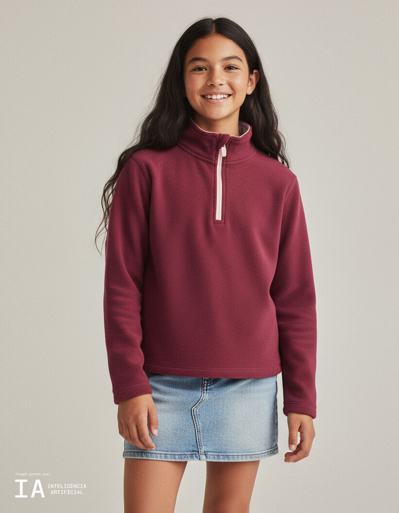 Comprar Online Camisola Polar com Fecho, Menina, Vermelho Escuro 