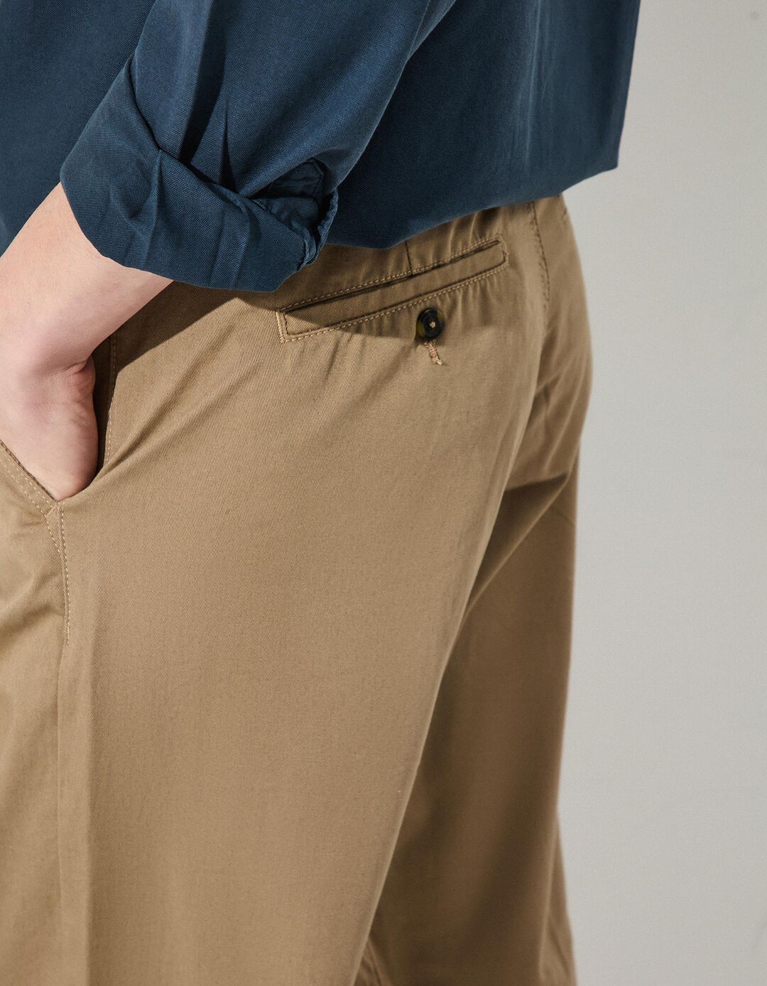 Regular Fit Twill Trousers, Men, Beige