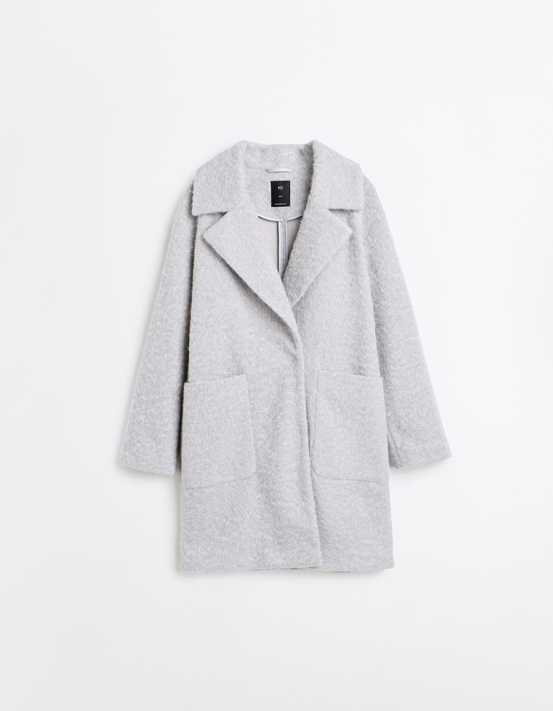 Comprar Online Casaco Midi Efeito Boucl&eacute;, Mulher, Cinzento Claro