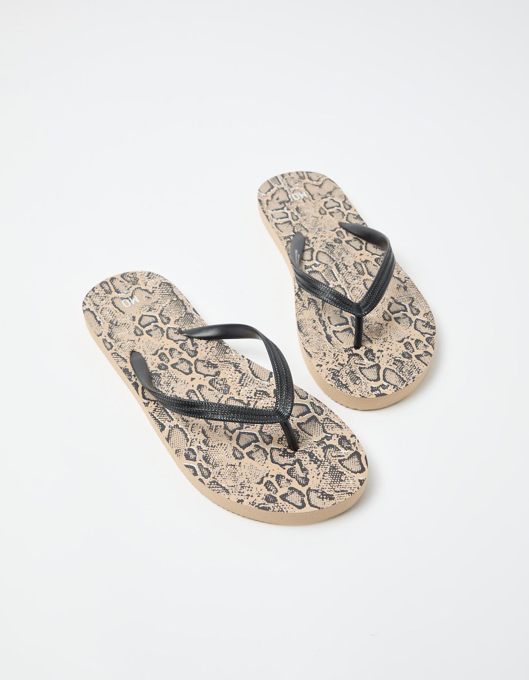 Chinelos de Dedo Animal Print, Mulher, Preto