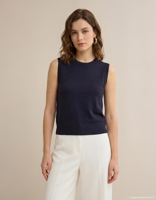 Comprar Online Colete de Malha, Mulher, Azul Escuro