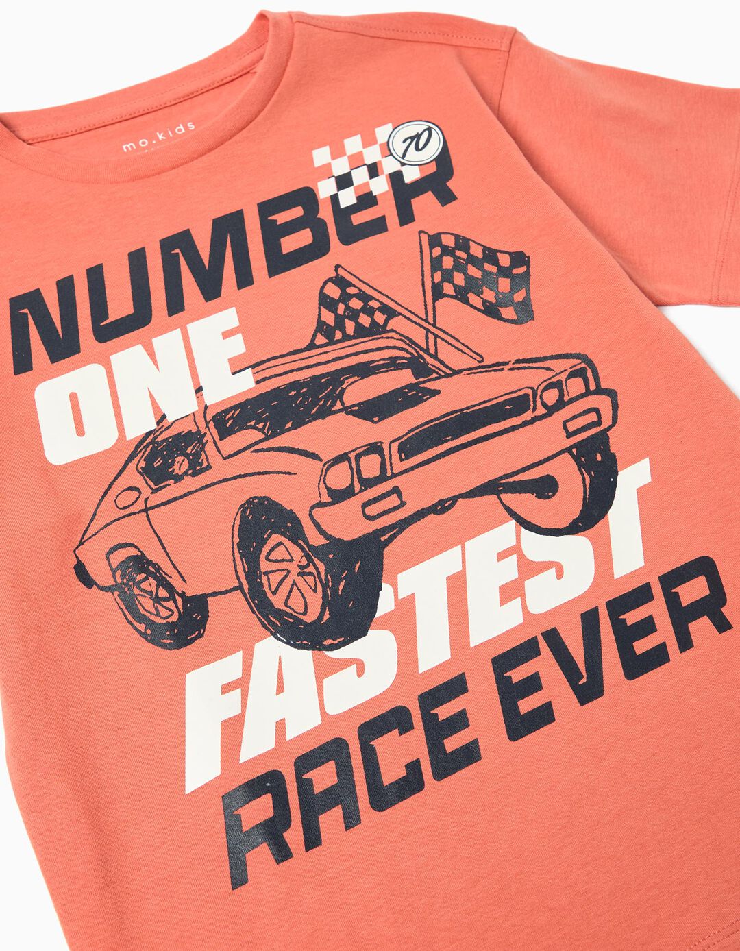 T-shirt Print, Menino, Laranja Escuro