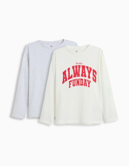 Comprar Online Pack 2 T-shirts Manga Comprida, Menino, Branco