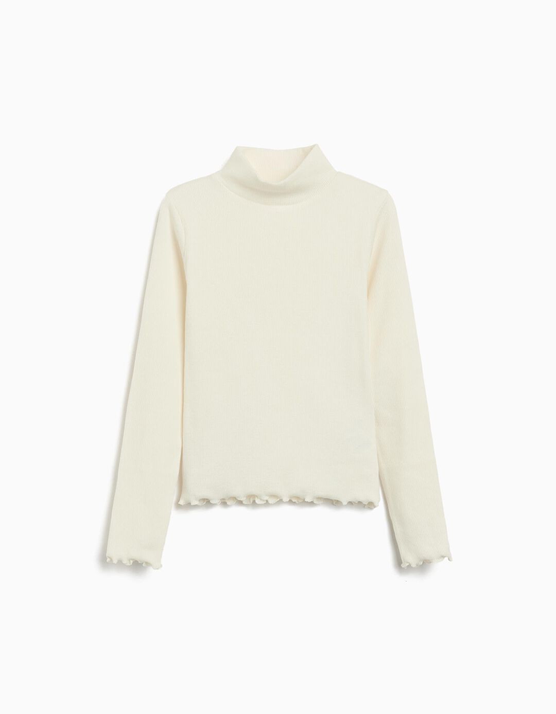 Camisola com Gola Alta, Menina, Branco