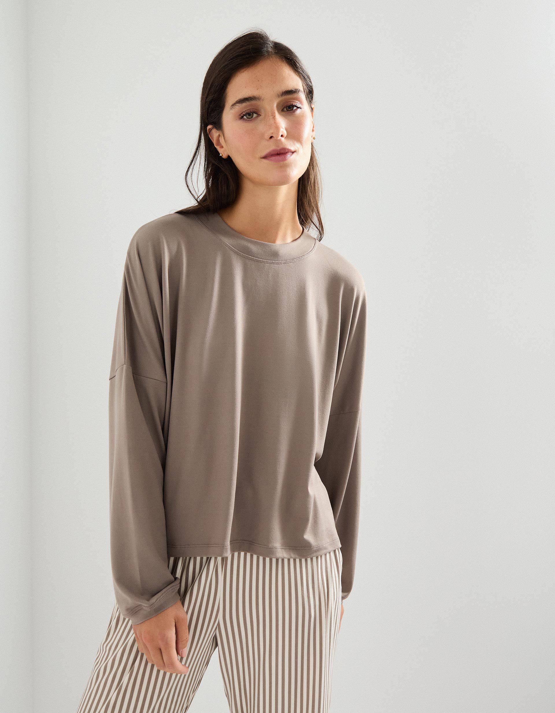 Comprar Online Pijama Riscas, Mulher, Cinzento