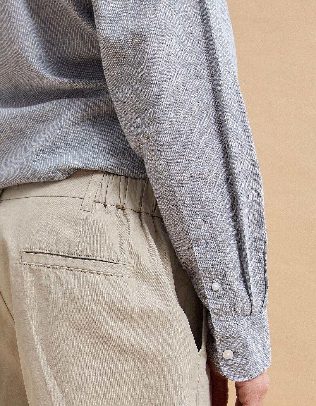 Cal&ccedil;as 'Tapered Fit', Homem, Bege Claro