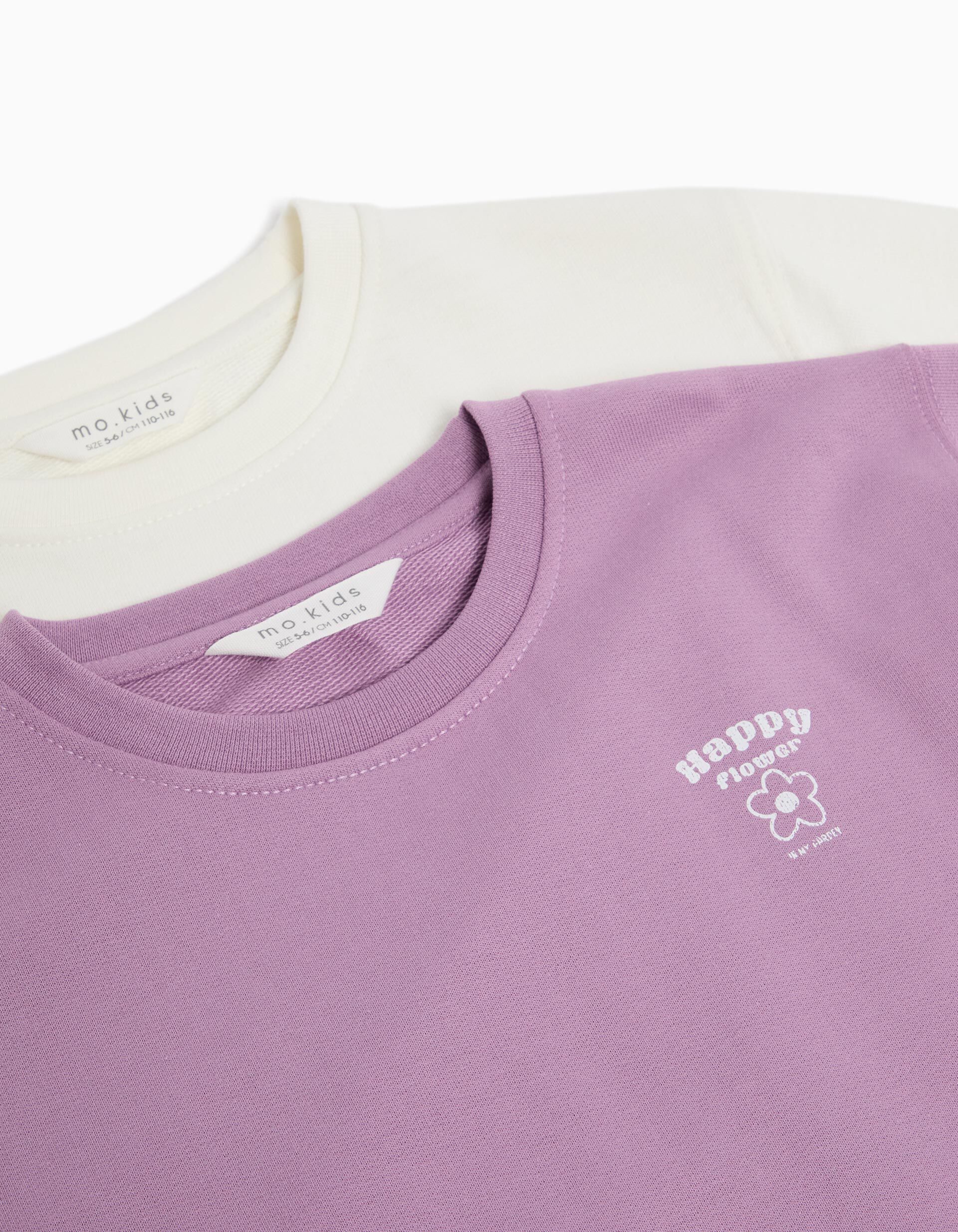 Comprar Online Pack 2 Sweatshirts de Felpa, Menina, Lil&aacute;s/Bege Claro