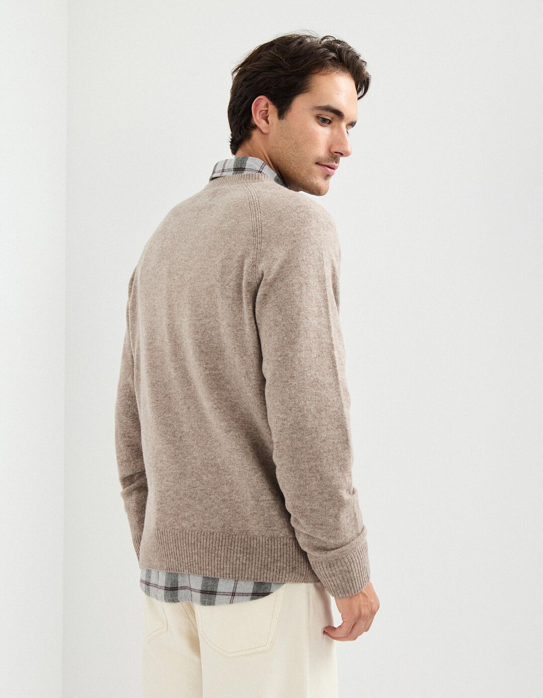 Camisola com Lã, Homem, Bege