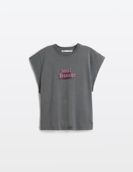 Comprar Online T-shirt Estampada, Mulher, Cinzento 