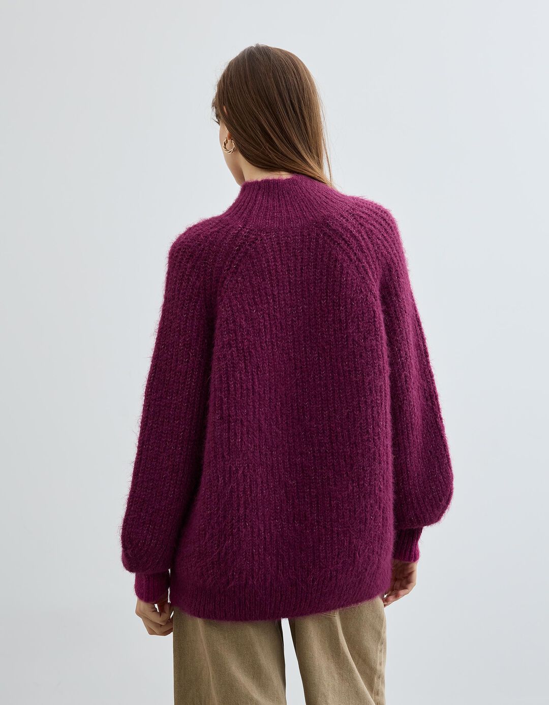 Camisola com L&atilde;, Mulher, Rosa Escuro