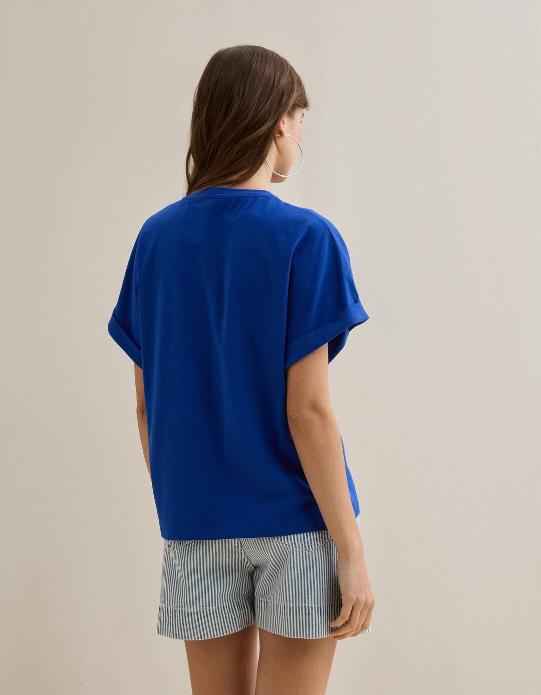 T-shirt com Estampado, Mulher, Azul