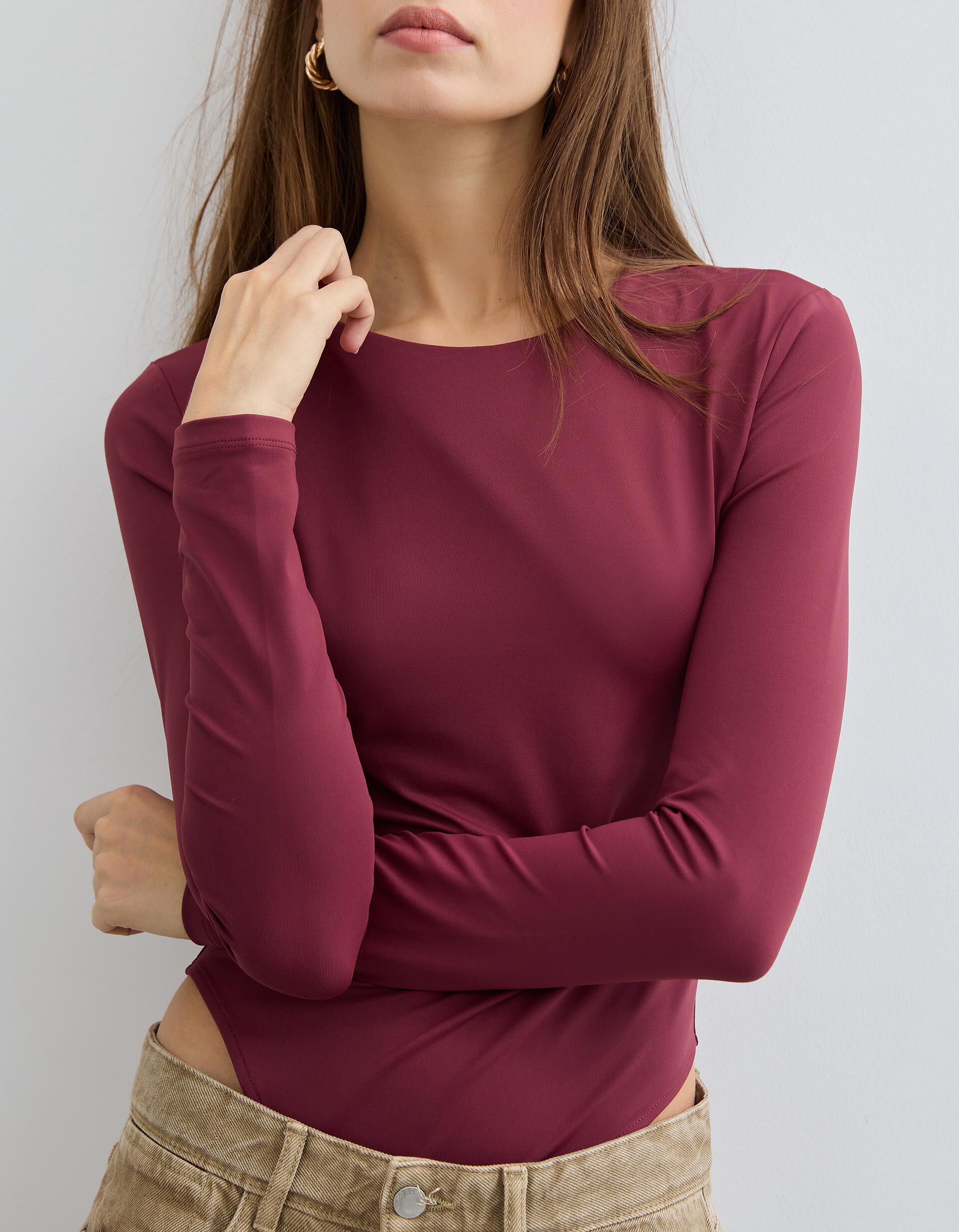 Comprar Online Body de Manga Comprida, Mulher, Vermelho Escuro