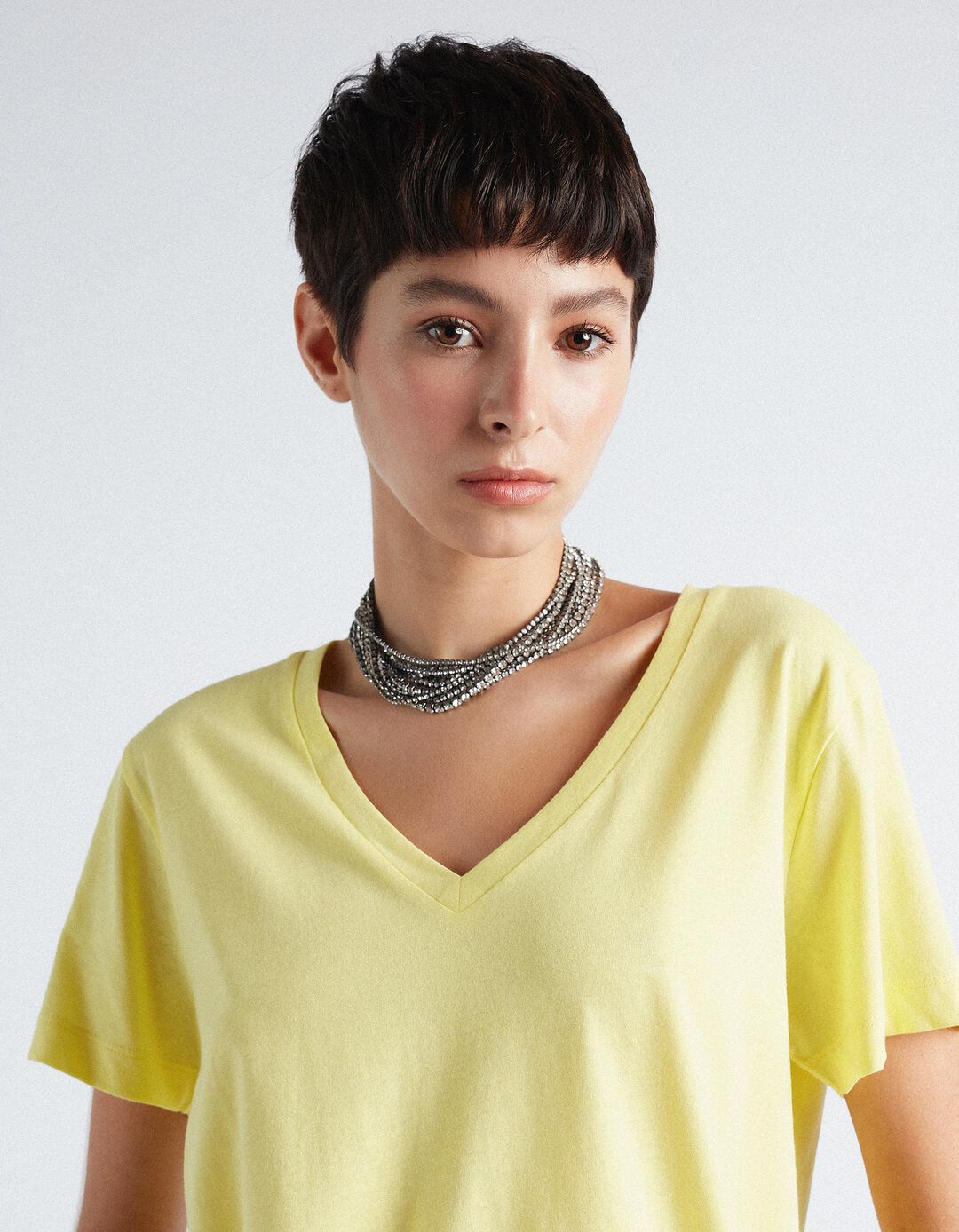 V-neck T-shirt, Women, Yellow