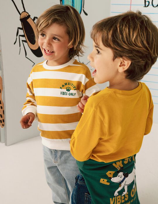 Comprar Online Sweatshirt De Felpa &Agrave;s Riscas, Menino, Amarelo Escuro