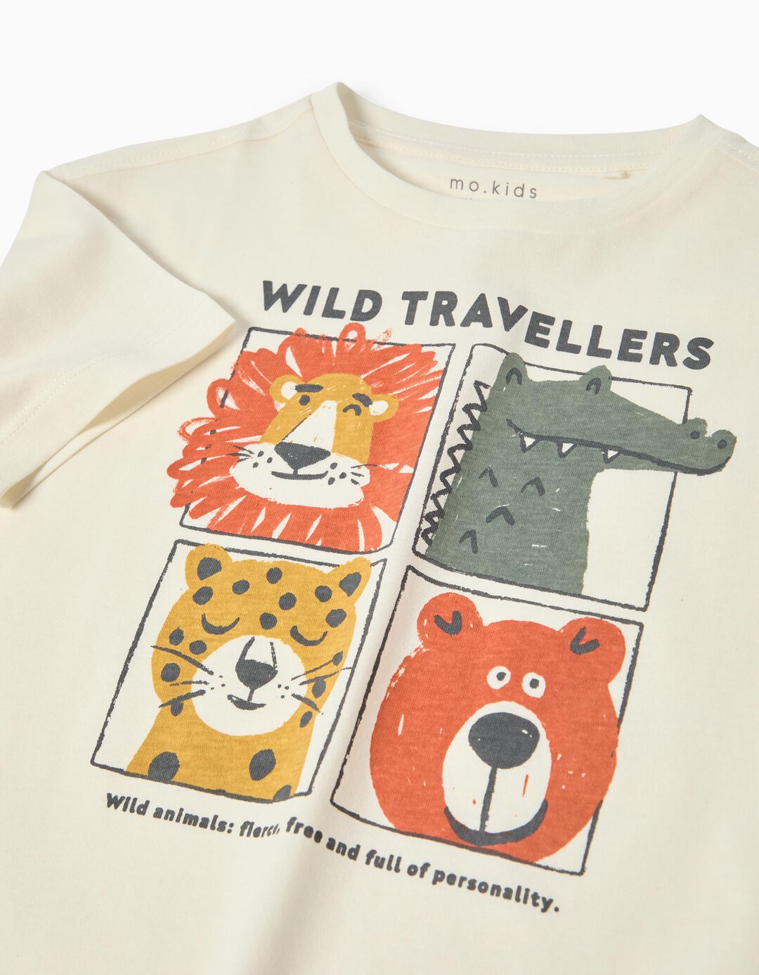 T-shirt Print, Menino, Bege Claro