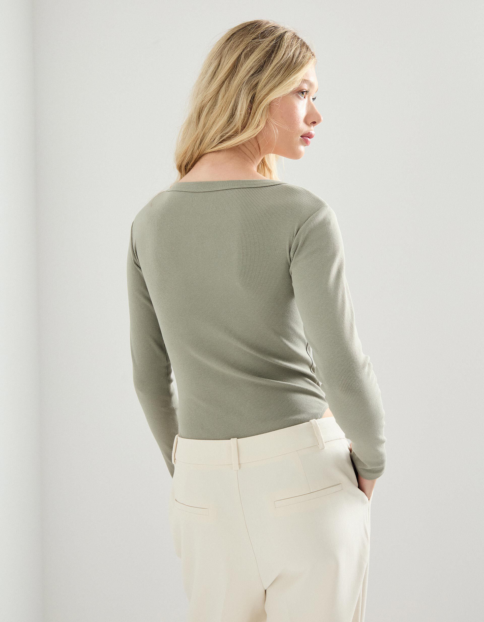 Comprar Online Body de Manga Comprida, Mulher, Cinzento Claro