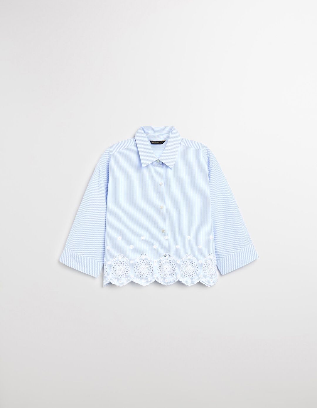 Blusa com Bordado, Mulher, Azul 