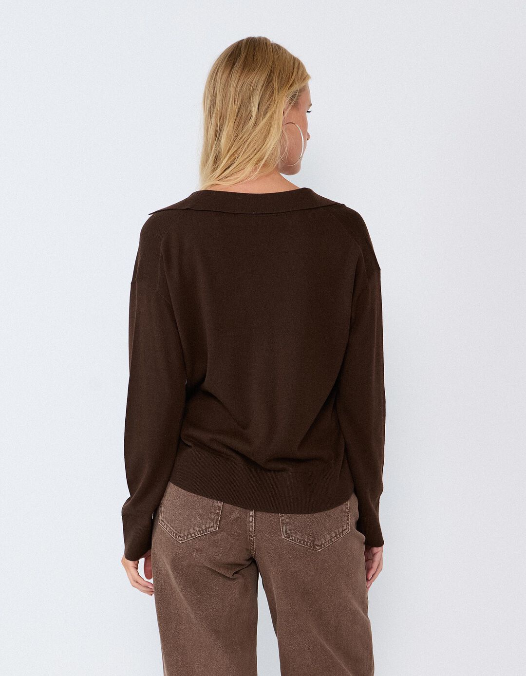 Sweater Polo, Mulher, Castanho Escuro