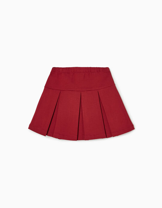 Roma Fabric Mini Skirt for Girls, Dark Red