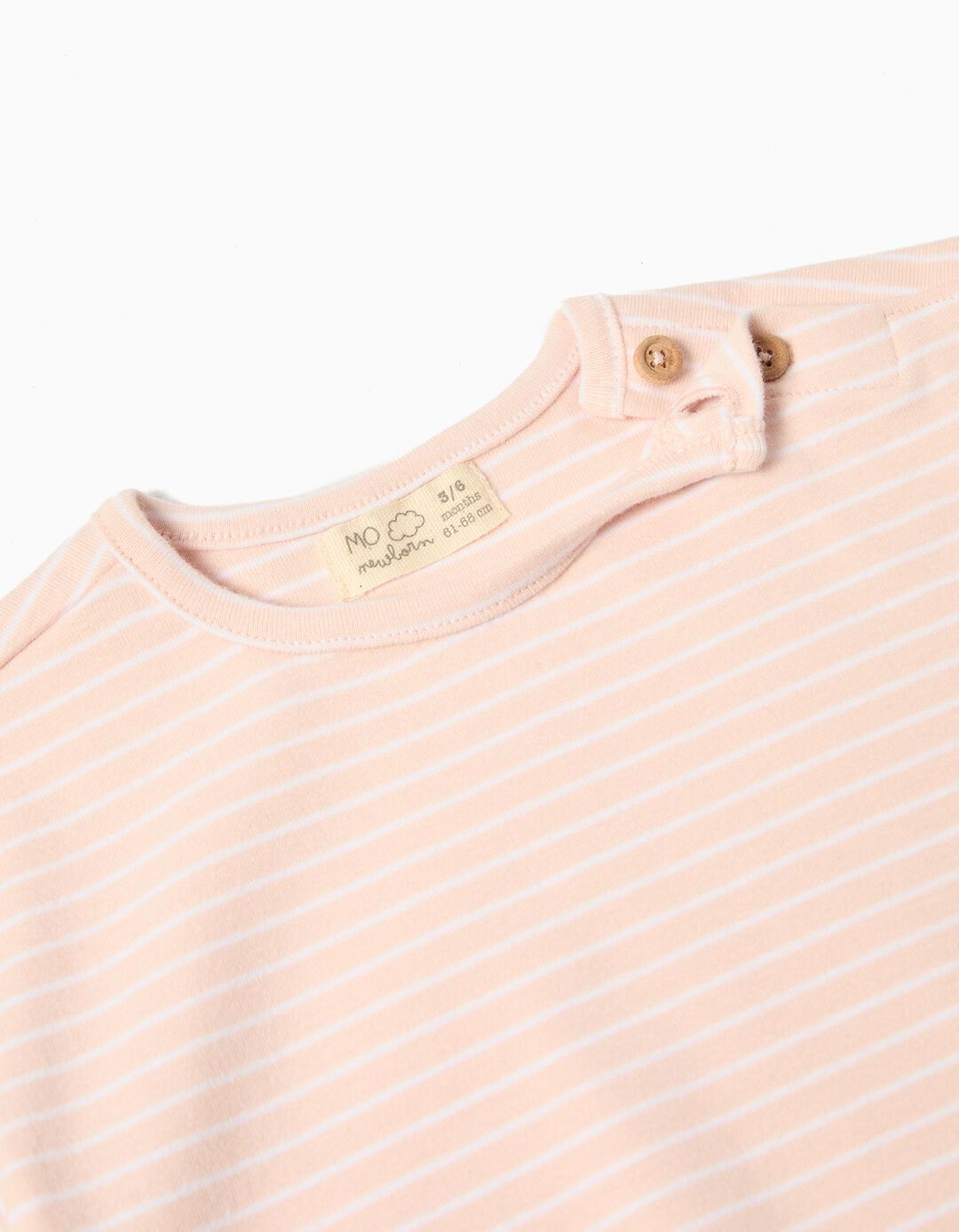 T-shirt de Manga Comprida com Riscas, Recém-nascido, Rosa Claro