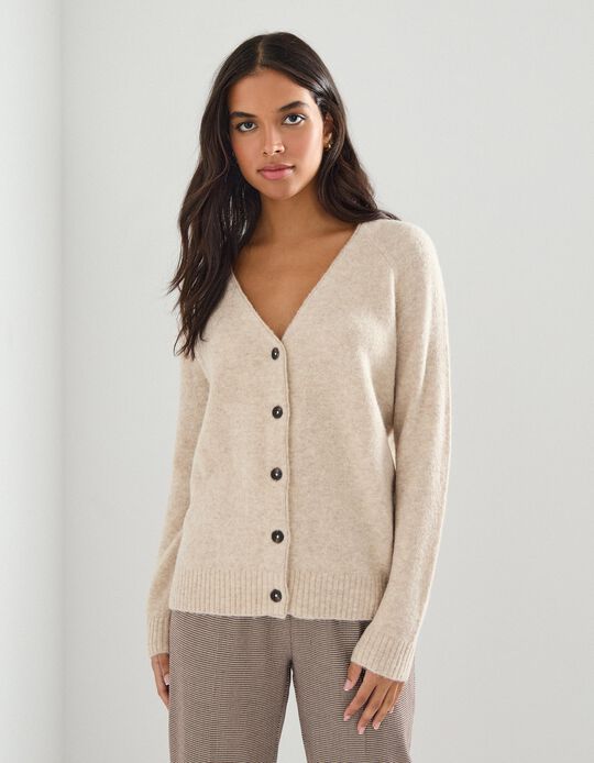Comprar Online Casaco de Malha, Mulher, Bege Claro