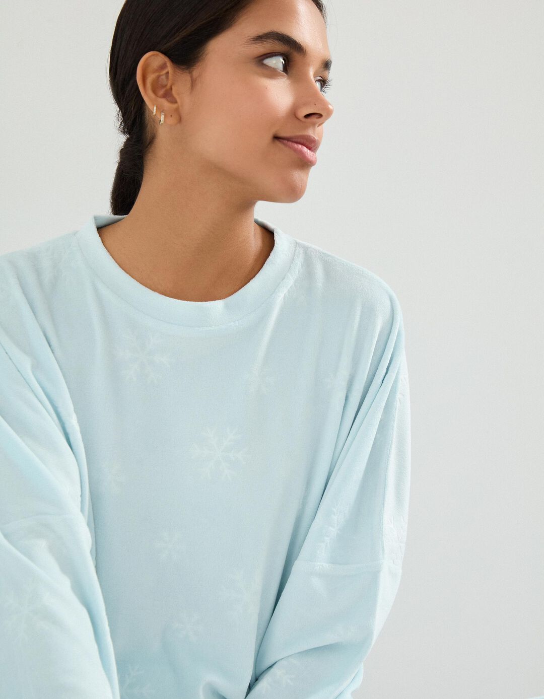 Pijama Veludo, Mulher, Azul Claro