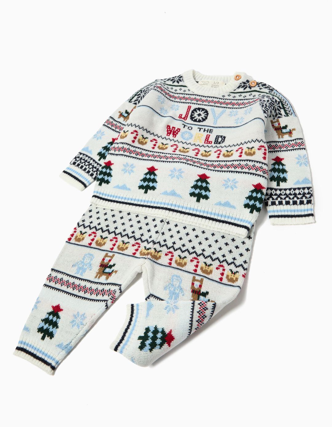 Conjunto de Malha de Natal, Recém-Nascido, Bege Claro 