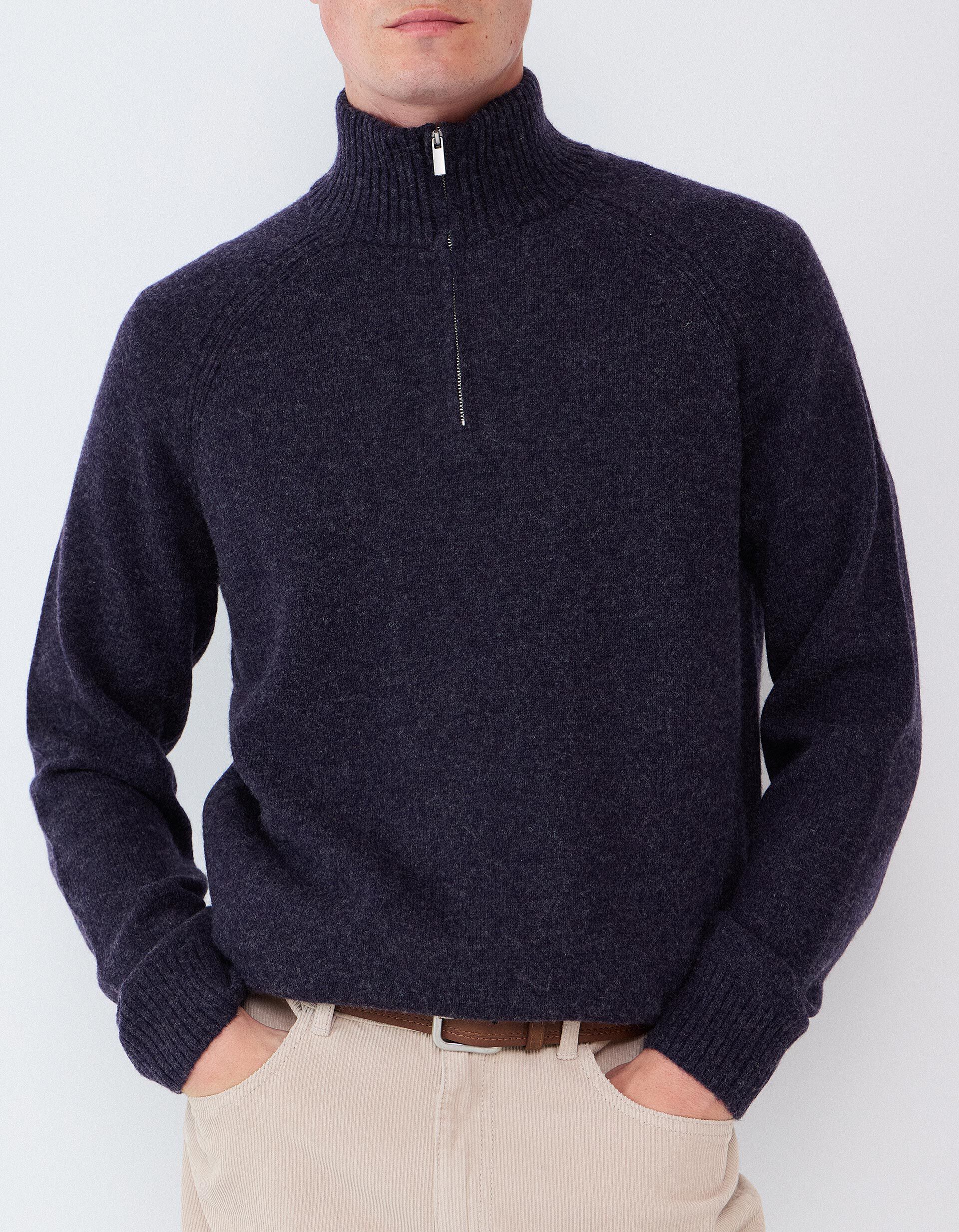 Comprar Online Camisola Com Mistura De L&atilde;, Homem, Azul Escuro