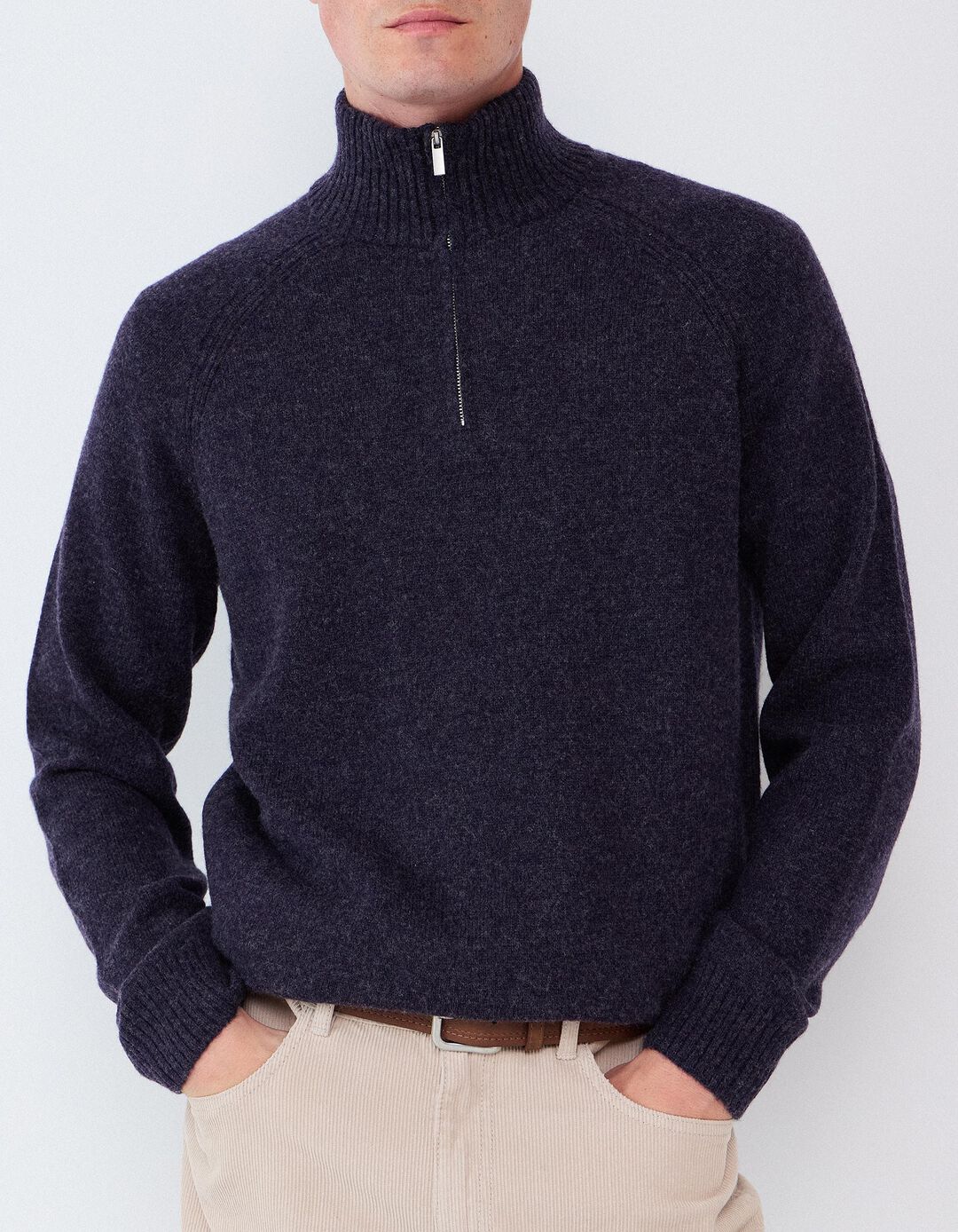 Camisola Com Mistura De L&atilde;, Homem, Azul Escuro