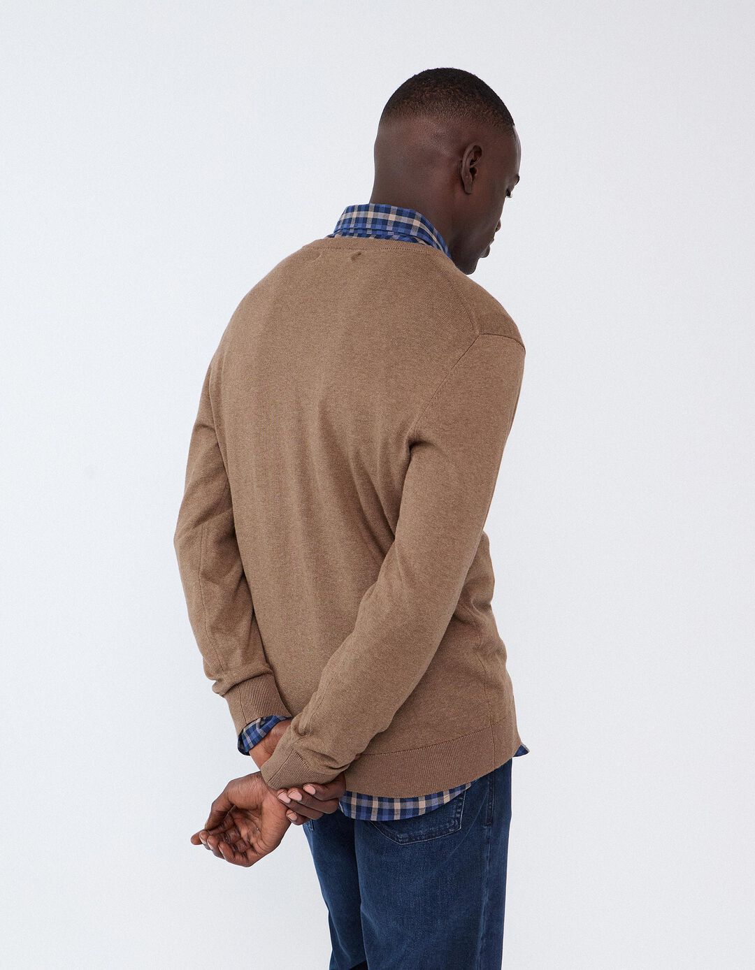 Camisola De Malha Com Caxemira, Homem, Bege Escuro