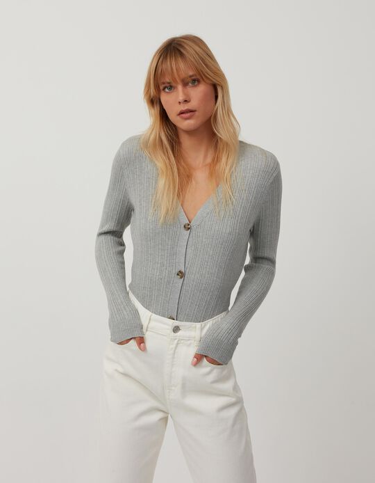 Knit Jacket, Women, Grey