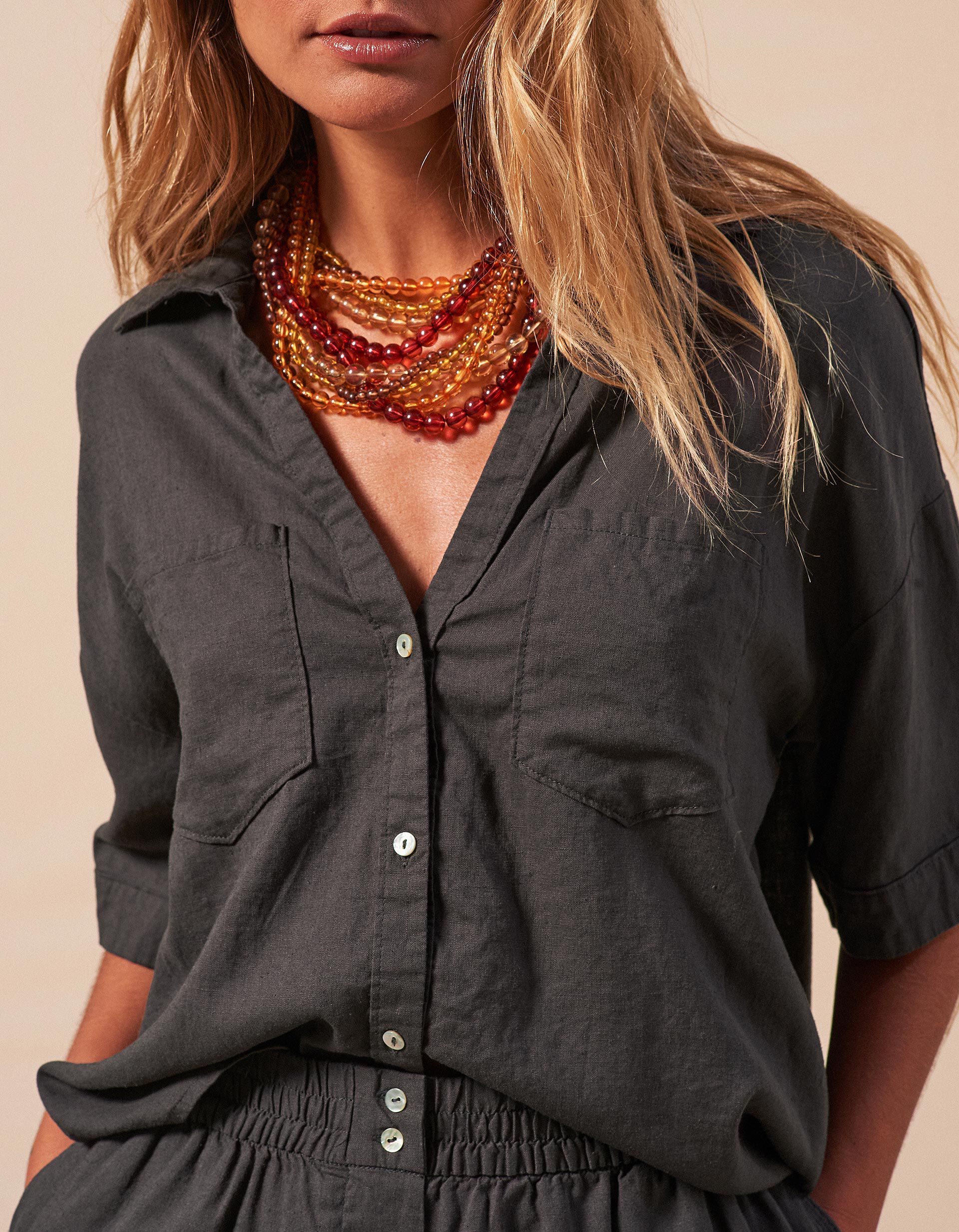 Comprar Online Camisa com Linho, Mulher, Cinzento Escuro