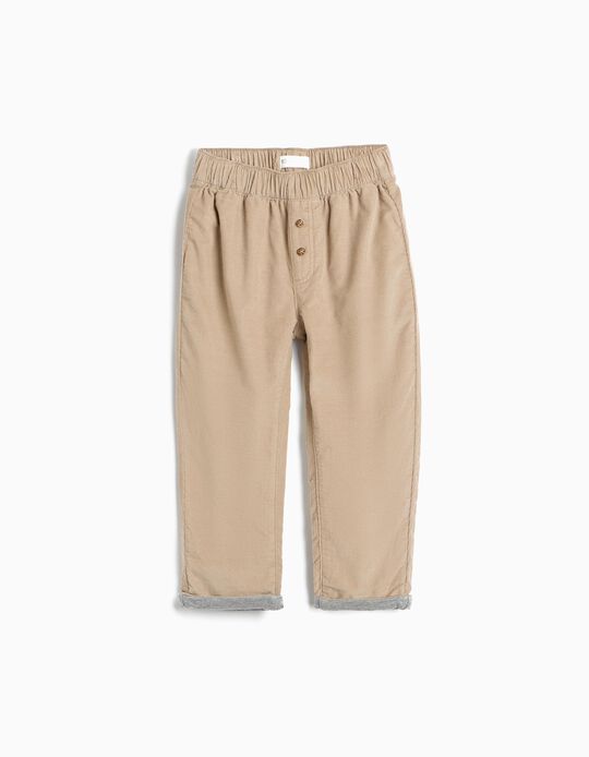 Comprar Online Cal&ccedil;as De Bombazina Baggy, Menino, Bege Escuro