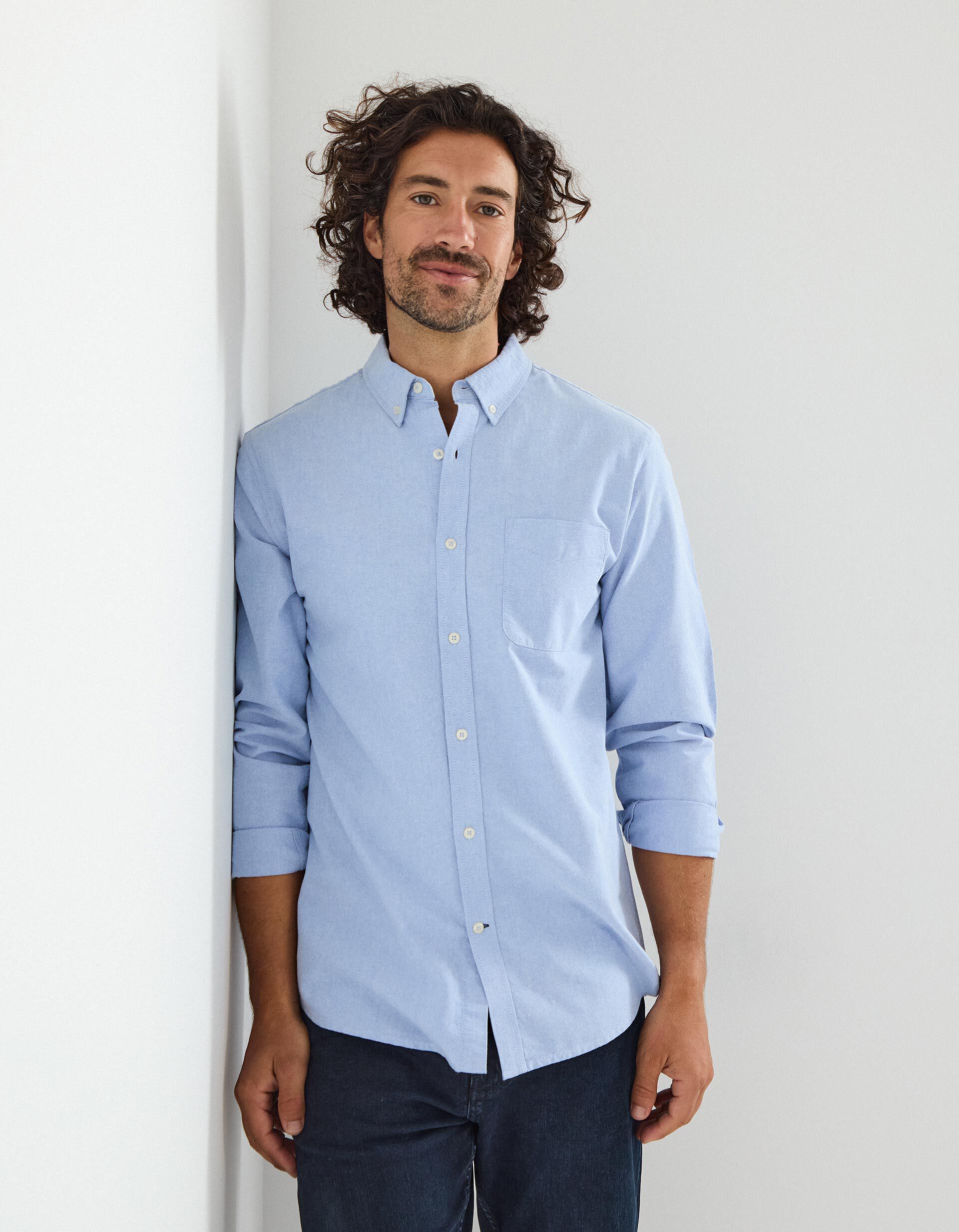 Comprar Online Camisa de Manga Comprida Oxford, Homem, Azul