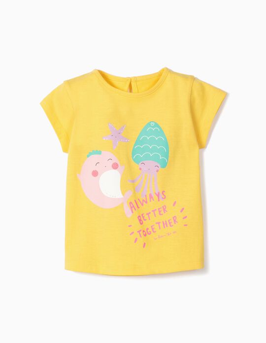 T-shirt para Beb&eacute; Menina 'Better Together', Amarelo